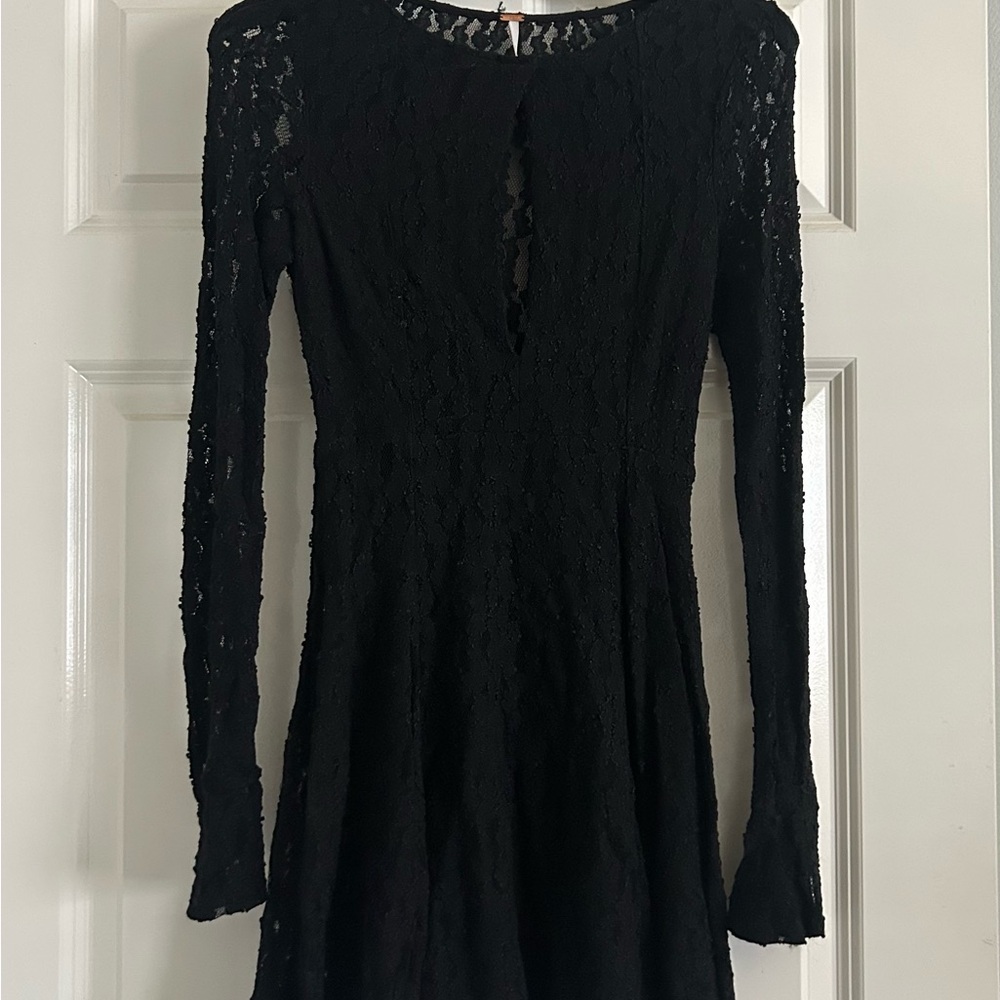 Free People long sleeved Black Lace Dress